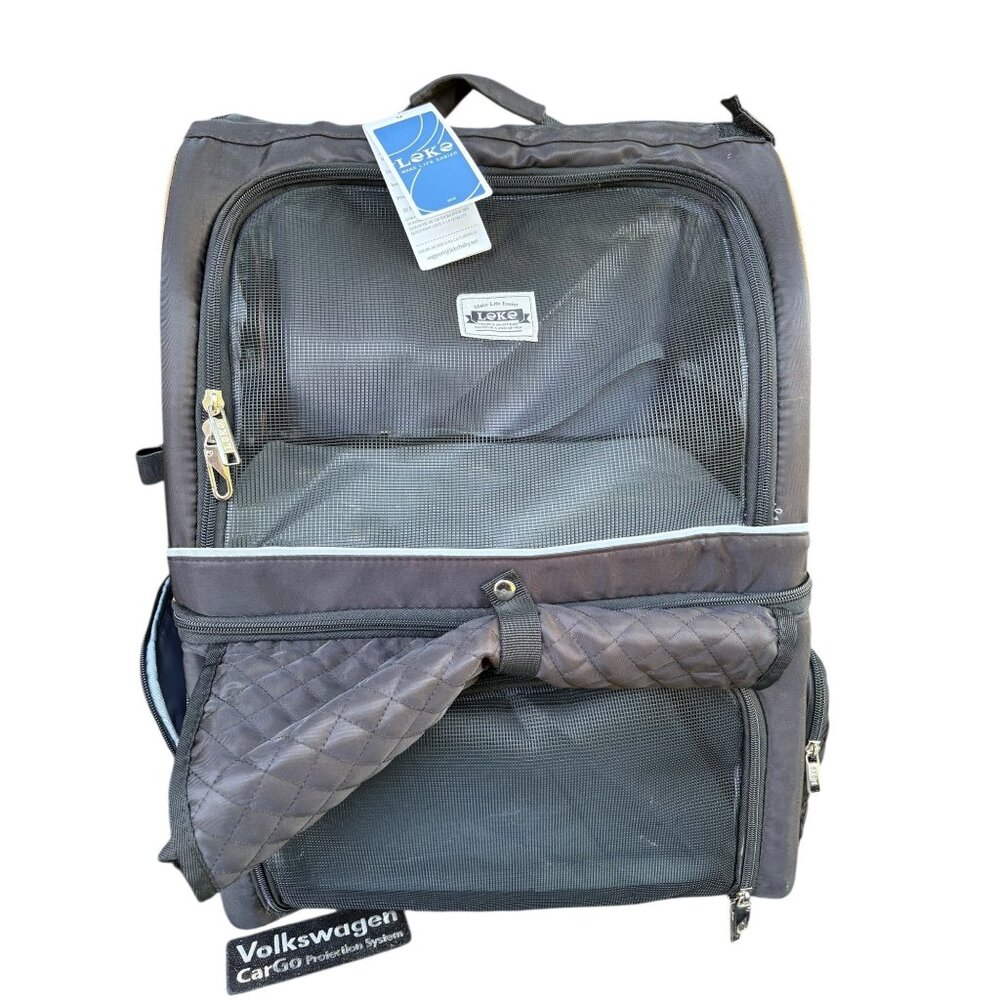Pet Backpack Carrier With Mesh Panel Quilted Storage Pocket & Adjustable Straps
